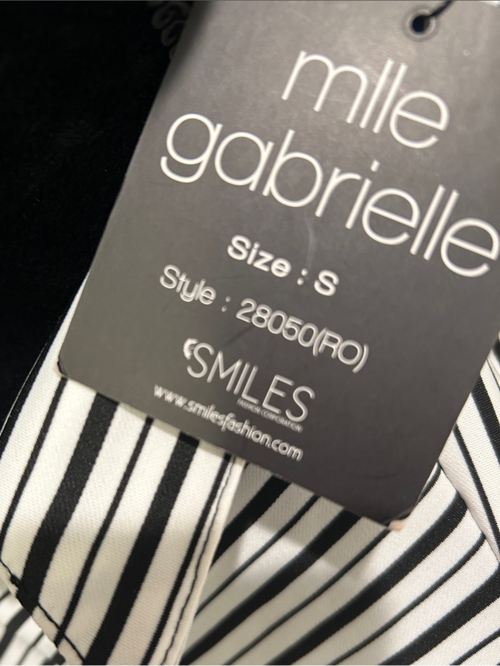 NWT Mlle Gabrielle Black & White Vertical Stripe Midi Shirt Dress Size Small - Picture 13 of 14